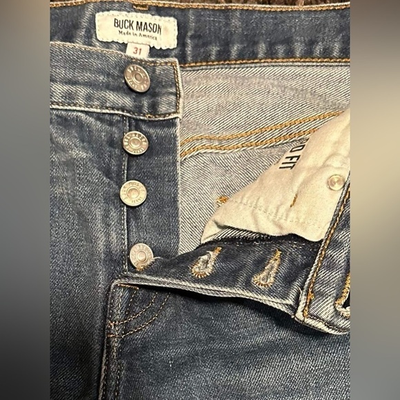 Buck Mason Men’s Size 31x32 Button Fly Standard Fit Selvedge Denim Blue EUC - Picture 3 of 10